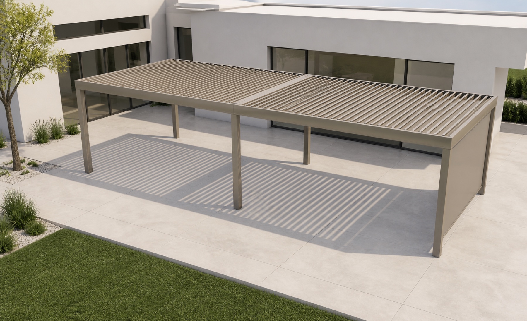 Configure every louvered-roof system around your real catalogue.