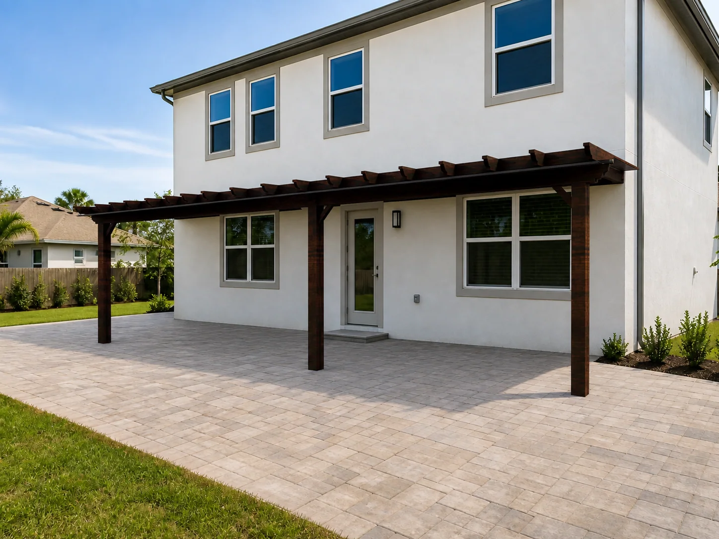 Attached wood pergolas